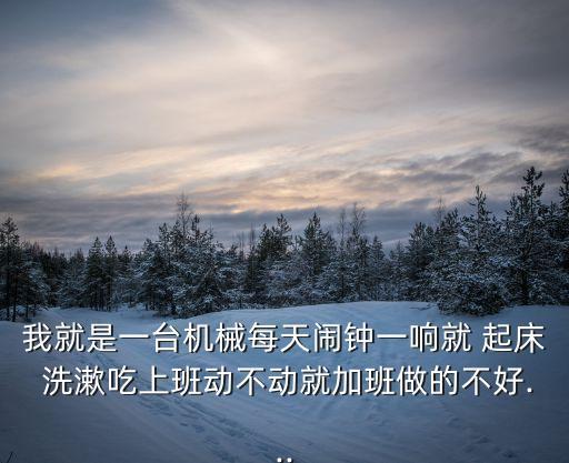 我就是一臺機械每天鬧鐘一響就 起床 洗漱吃上班動不動就加班做的不好...