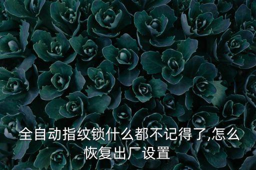 全自動指紋鎖什么都不記得了,怎么恢復出廠設(shè)置