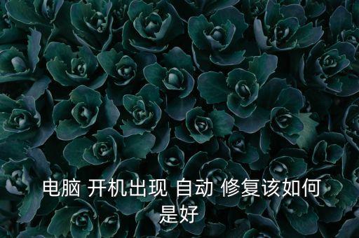  電腦 開機出現(xiàn) 自動 修復(fù)該如何是好