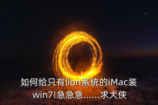 如何給只有l(wèi)ion系統(tǒng)的iMac裝 win7!急急急……求大俠