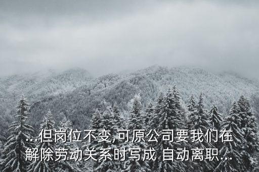 ...但崗位不變,可原公司要我們在解除勞動(dòng)關(guān)系時(shí)寫成 自動(dòng)離職...