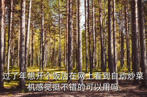 過(guò)了年想開(kāi)個(gè)飯店在網(wǎng)上看到自動(dòng)炒菜機(jī)感覺(jué)挺不錯(cuò)的可以用嗎