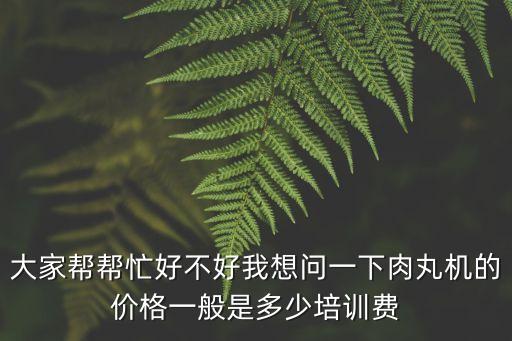 大家?guī)蛶兔貌缓梦蚁雴?wèn)一下肉丸機(jī)的價(jià)格一般是多少培訓(xùn)費(fèi)