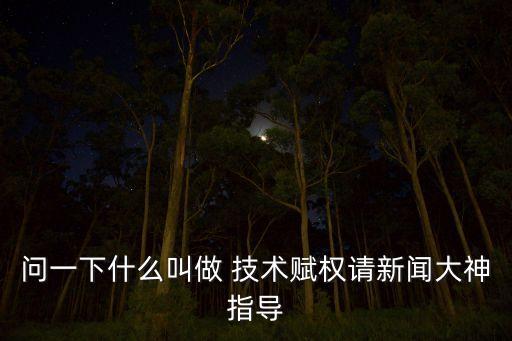 問一下什么叫做 技術(shù)賦權(quán)請新聞大神指導(dǎo)