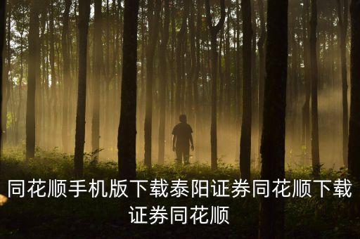 同花順手機版下載泰陽證券同花順下載證券同花順