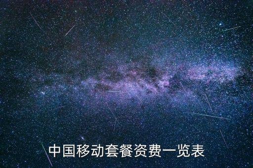 中國移動套餐資費(fèi)一覽表