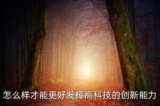 如何發(fā)揮高水平科技自立自強(qiáng)，怎么樣才能更好發(fā)揮高科技的創(chuàng)新能力