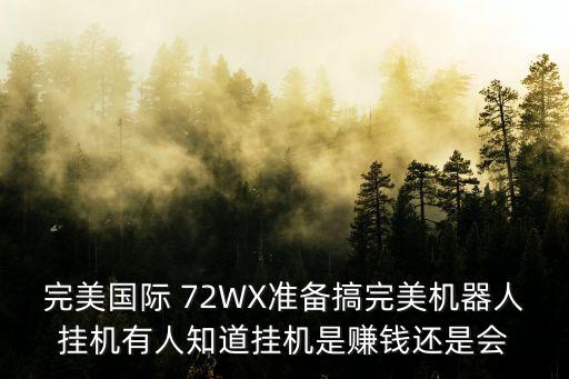 完美國際 72WX準(zhǔn)備搞完美機(jī)器人掛機(jī)有人知道掛機(jī)是賺錢還是會