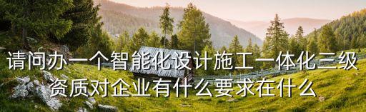 請問辦一個智能化設(shè)計施工一體化三級資質(zhì)對企業(yè)有什么要求在什么