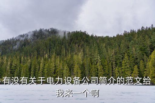有沒有關(guān)于電力設(shè)備公司簡介的范文給我來一個啊