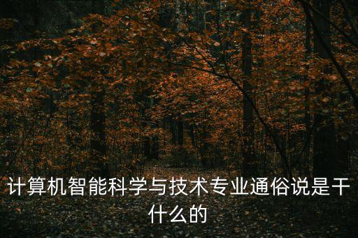 計(jì)算機(jī)智能科學(xué)與技術(shù)專業(yè)通俗說是干什么的