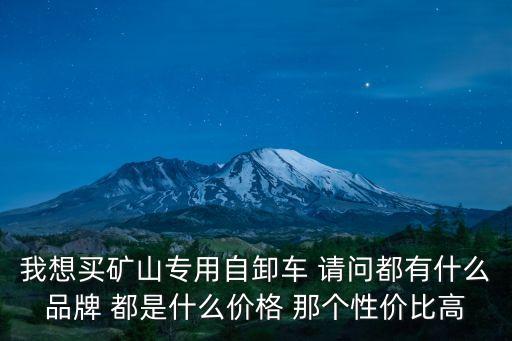 我想買礦山專用自卸車 請問都有什么品牌 都是什么價格 那個性價比高