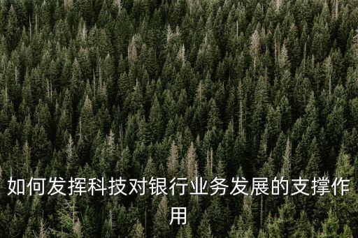 如何發(fā)揮科技對(duì)銀行業(yè)務(wù)發(fā)展的支撐作用