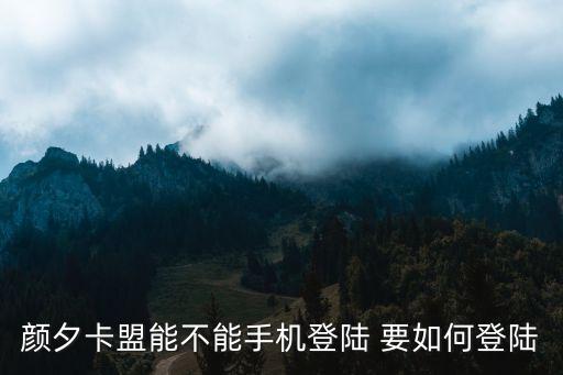 顏夕卡盟手機登錄平臺登錄，顏夕卡盟能不能手機登陸 要如何登陸