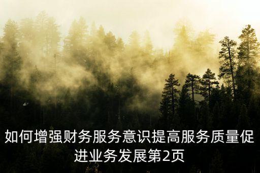 如何增強(qiáng)財務(wù)服務(wù)意識提高服務(wù)質(zhì)量促進(jìn)業(yè)務(wù)發(fā)展第2頁