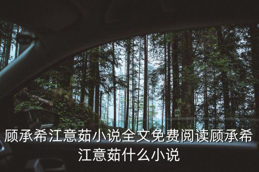顧承希江意茹小說全文免費(fèi)閱讀顧承希江意茹什么小說