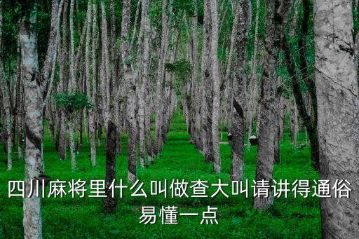 四川麻將里什么叫做查大叫請(qǐng)講得通俗易懂一點(diǎn)
