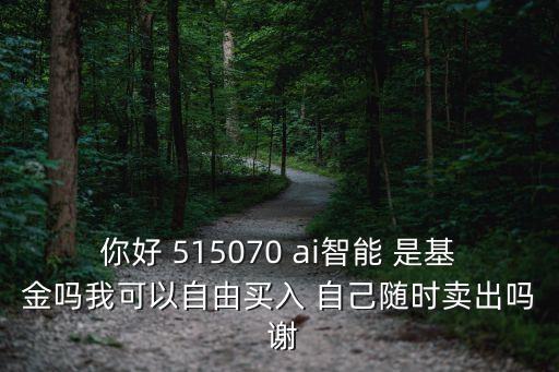 你好 515070 ai智能 是基金嗎我可以自由買入 自己隨時賣出嗎 謝