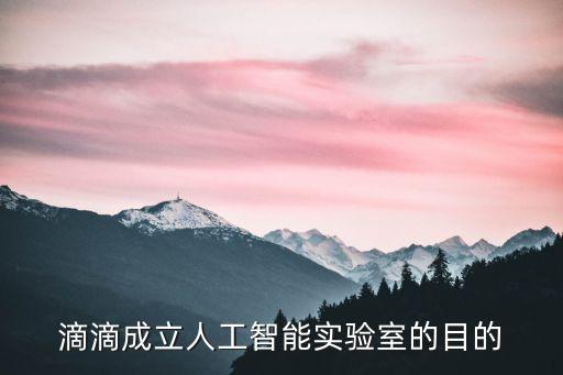 滴滴成立人工智能實(shí)驗(yàn)室的目的