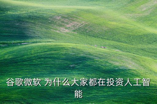 谷歌微軟 為什么大家都在投資人工智能