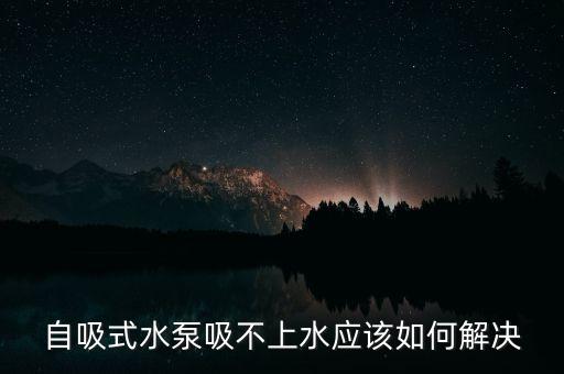 自吸式水泵吸不上水應該如何解決