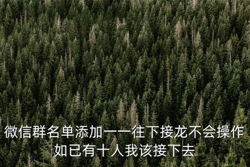 微信群名單添加一一往下接龍不會操作如已有十人我該接下去