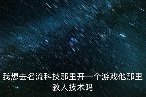 我想去名流科技那里開一個游戲他那里教人技術嗎