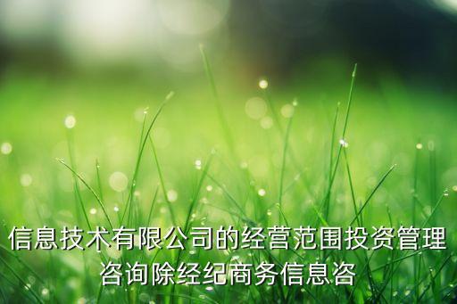 信息技術(shù)有限公司的經(jīng)營(yíng)范圍投資管理咨詢除經(jīng)紀(jì)商務(wù)信息咨