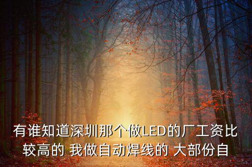 深圳世宗自動(dòng)化設(shè)備有限公司待遇，有誰知道深圳那個(gè)做LED的廠工資比較高的 我做自動(dòng)焊線的 大部份自