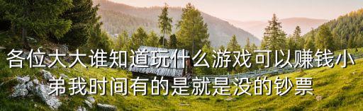各位大大誰知道玩什么游戲可以賺錢小弟我時間有的是就是沒的鈔票