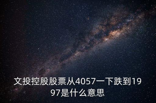 文投控股未來(lái)發(fā)展，文投控股股票從4057一下跌到1997是什么意思