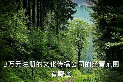 3萬元注冊的文化傳播公司的經營范圍有哪些