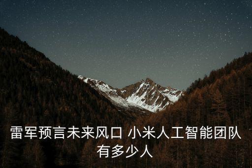 雷軍預(yù)言未來風(fēng)口 小米人工智能團(tuán)隊(duì)有多少人