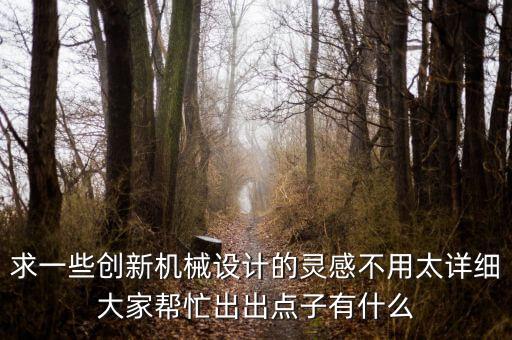 求一些創(chuàng)新機(jī)械設(shè)計(jì)的靈感不用太詳細(xì)大家?guī)兔Τ龀鳇c(diǎn)子有什么