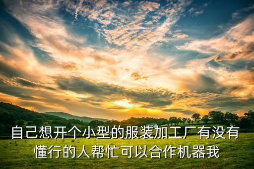 自己想開個小型的服裝加工廠有沒有 懂行的人幫忙可以合作機器我