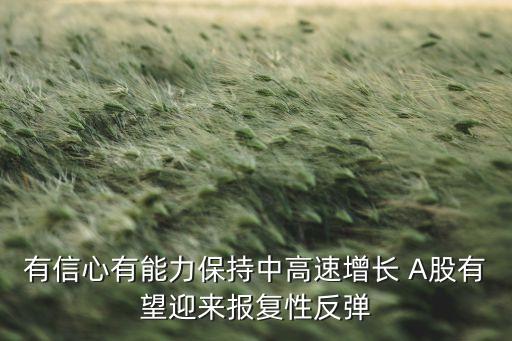 有信心有能力保持中高速增長 A股有望迎來報復(fù)性反彈