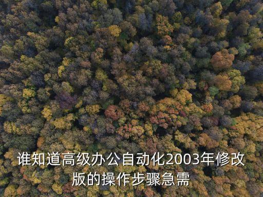 誰知道高級辦公自動化2003年修改版的操作步驟急需