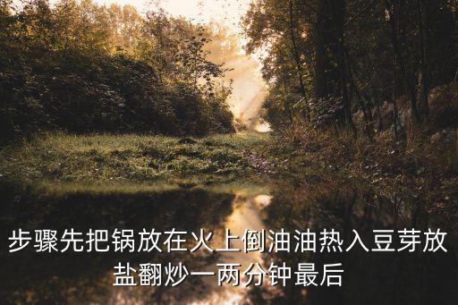 步驟先把鍋放在火上倒油油熱入豆芽放鹽翻炒一兩分鐘最后