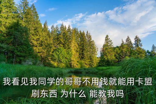 我看見我同學(xué)的哥哥不用錢就能用卡盟刷東西 為什么 能教我嗎