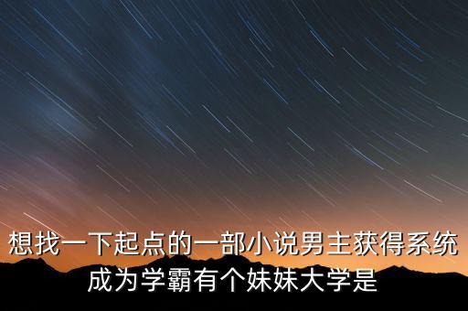想找一下起點的一部小說男主獲得系統(tǒng)成為學(xué)霸有個妹妹大學(xué)是