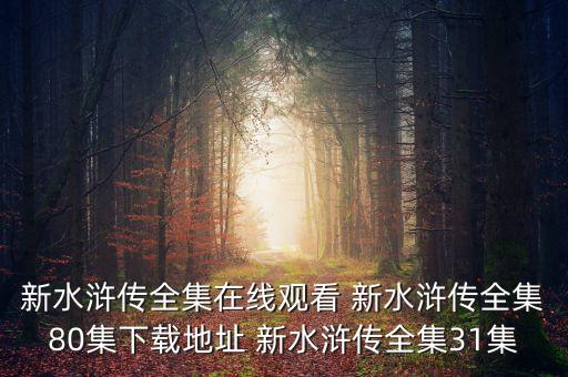 全職業(yè)體驗(yàn)系統(tǒng)TXT八零，新水滸傳全集在線觀看 新水滸傳全集80集下載地址 新水滸傳全集31集