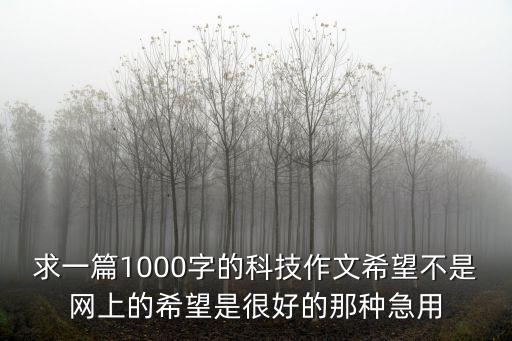 求一篇1000字的科技作文希望不是網(wǎng)上的希望是很好的那種急用