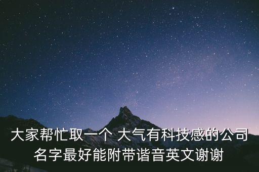富有科技感的公司名字大全，大家?guī)兔θ∫粋€ 大氣有科技感的公司名字最好能附帶諧音英文謝謝