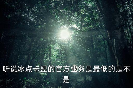 聽說冰點卡盟的官方業(yè)務(wù)是最低的是不是