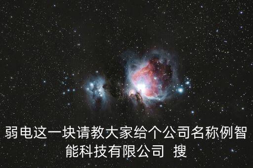 弱電這一塊請教大家給個(gè)公司名稱例智能科技有限公司  搜