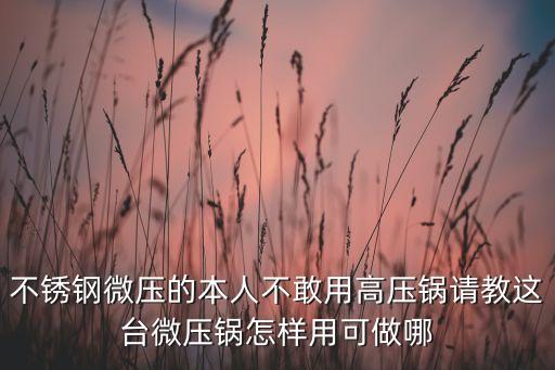 不銹鋼微壓的本人不敢用高壓鍋請教這臺微壓鍋怎樣用可做哪