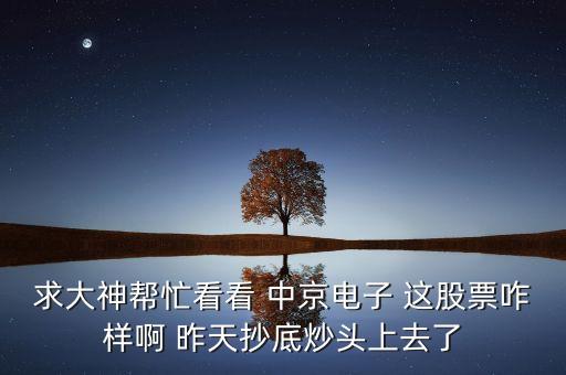 求大神幫忙看看 中京電子 這股票咋樣啊 昨天抄底炒頭上去了