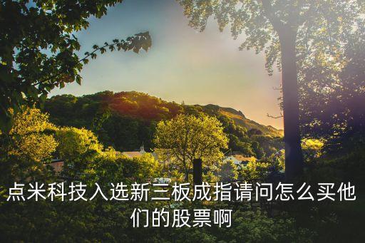 點米科技入選新三板成指請問怎么買他們的股票啊