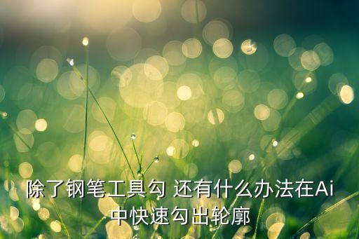 除了鋼筆工具勾 還有什么辦法在Ai中快速勾出輪廓