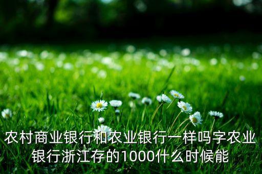 農(nóng)村商業(yè)銀行和農(nóng)業(yè)銀行一樣嗎字農(nóng)業(yè)銀行浙江存的1000什么時候能